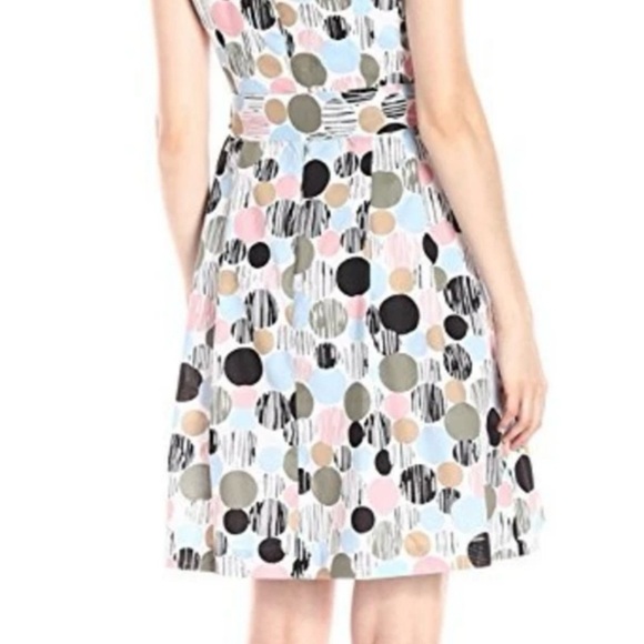 Anne Klein sleeveless pocket A-line Polka Dot Mini Dress pink black size 14 - Picture 3 of 15